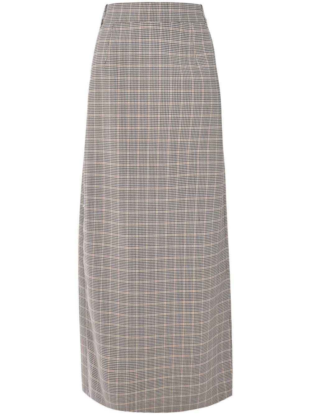 Shop Rabanne Checked Midi Skirt In Gray
