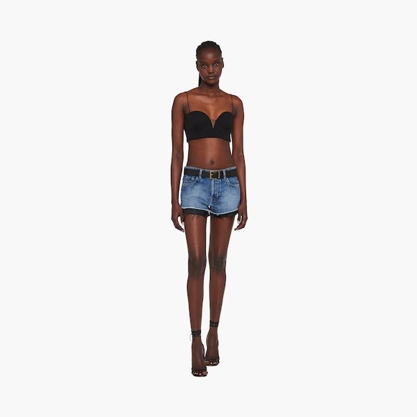 Miu Miu Raw-cut Denim Mini Shorts In Blue