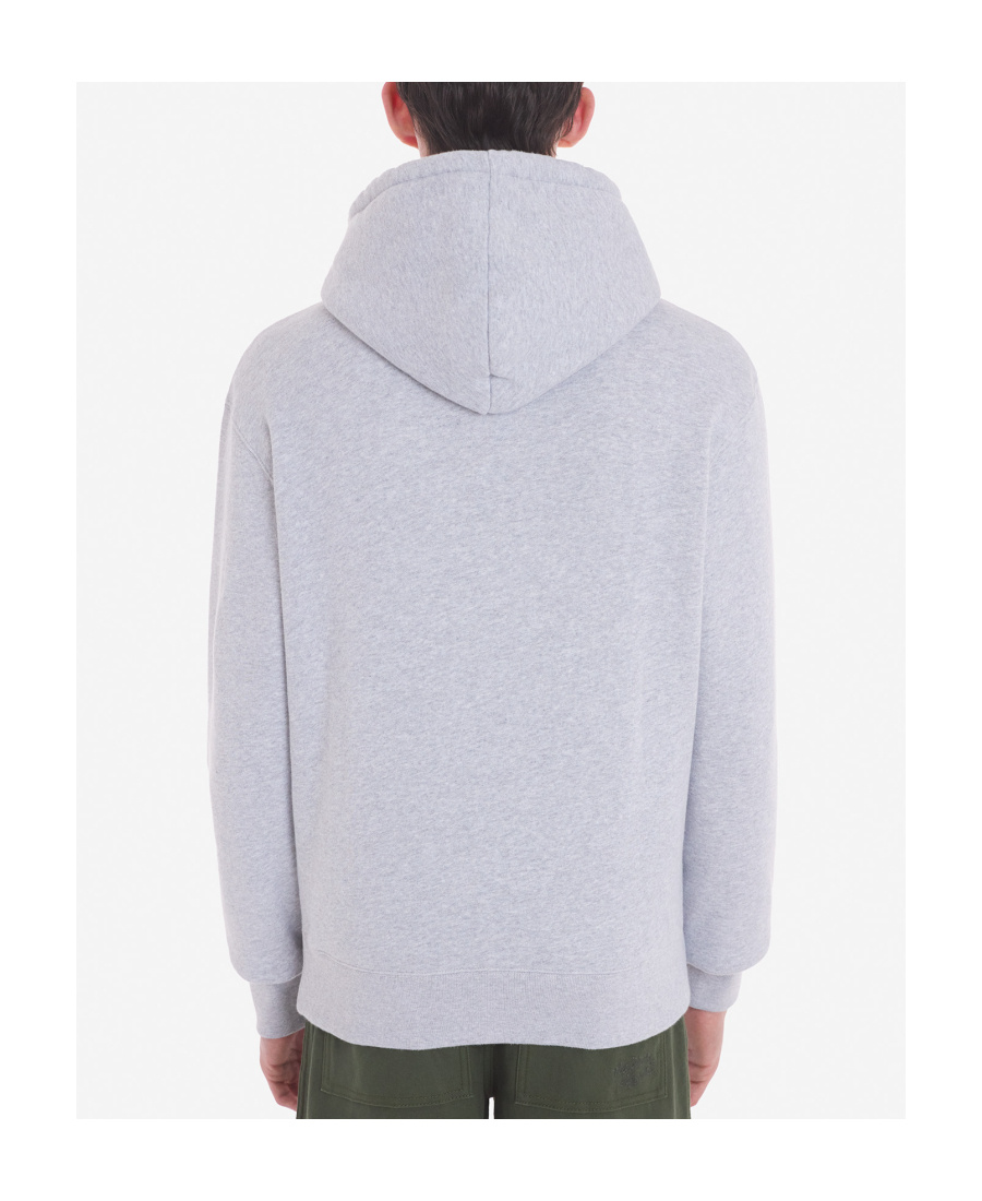 Maison Kitsuné Logo-print Drawstring Cotton Hoodie In Gray