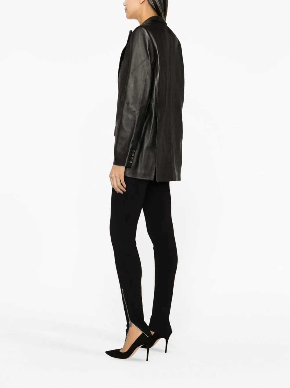 Magda Butrym Peak-lapels Sheepskin Blazer In Black