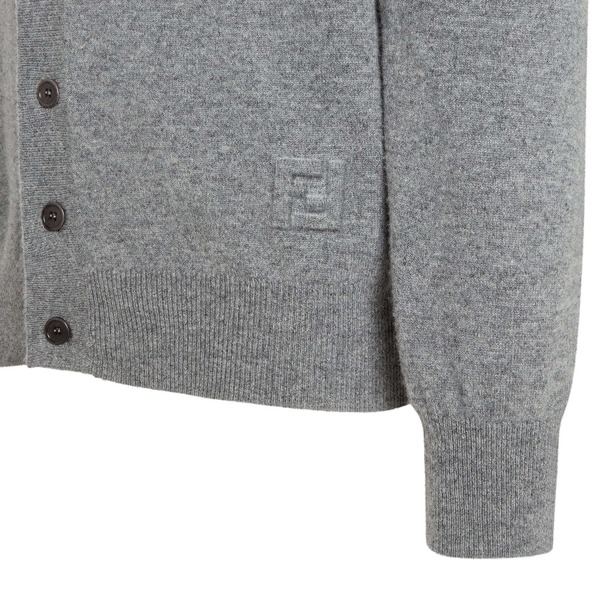 Fendi V-neck Cardigan In Gray