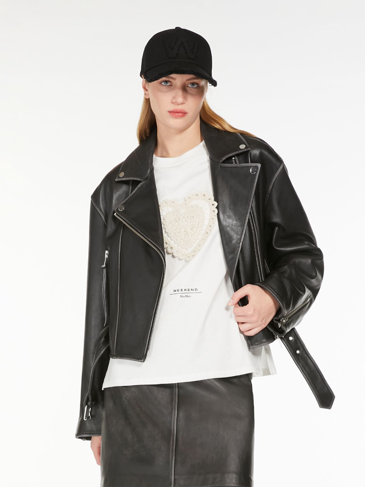 Shop Weekend Max Mara Zip Detailed Belted Jacket In Black