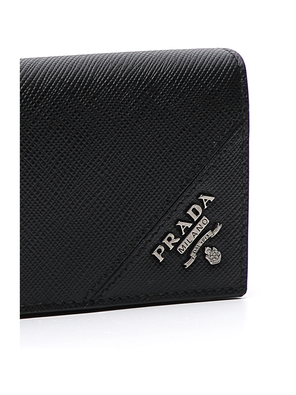 Prada Saffiano Leather Card Holder In Black