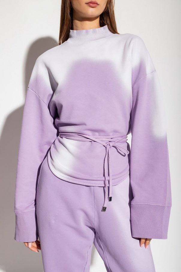 Shop Attico Tie-dye Cotton Tie-waist Sweatshirt In Purple