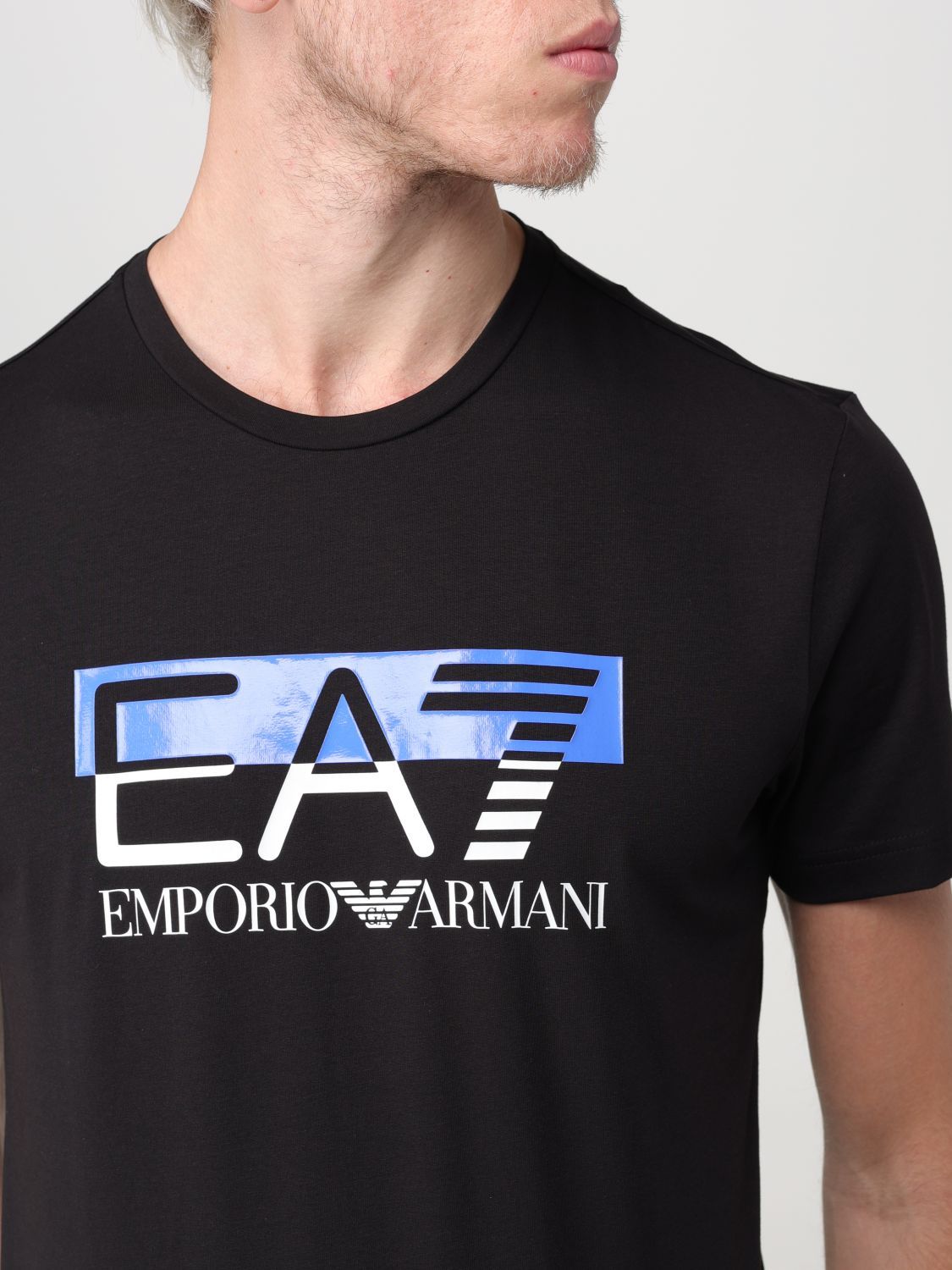Ea7 Logo T-shirt With Round Neck Pattern In Black