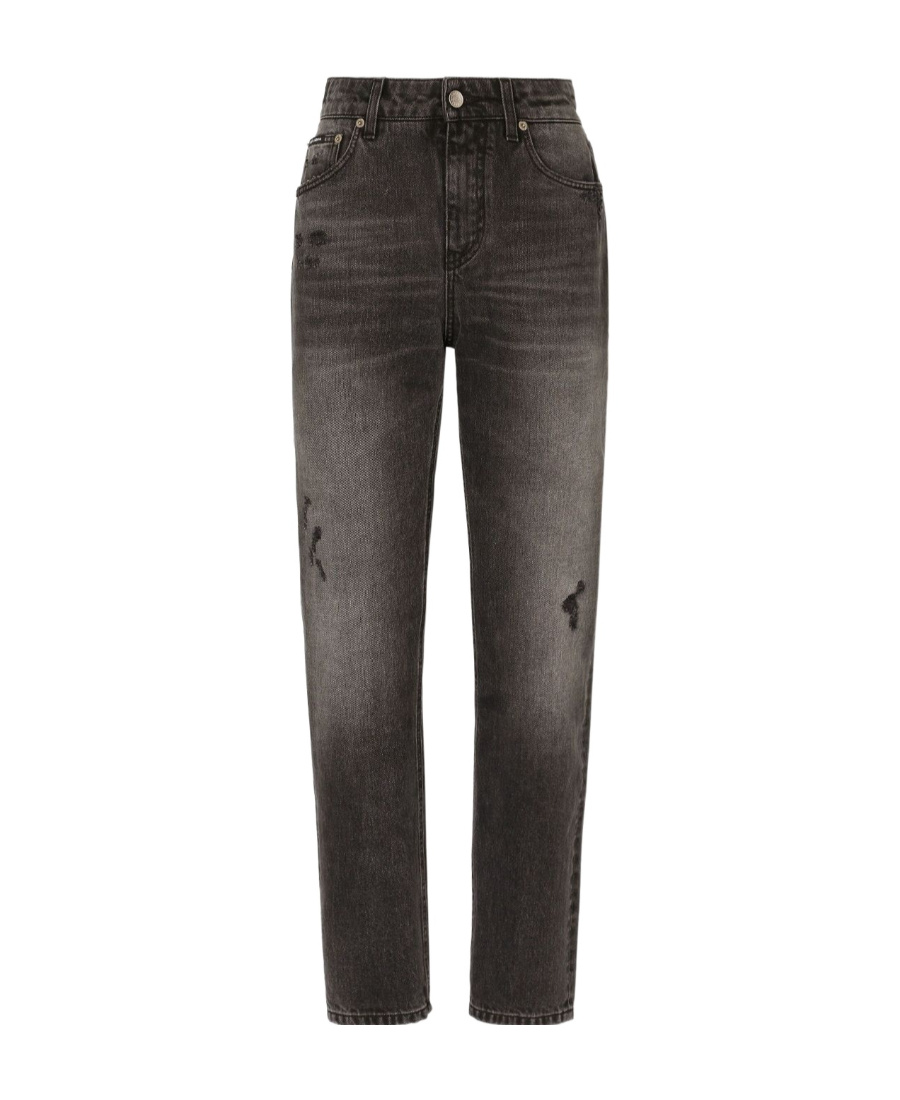 Dolce & Gabbana Boyfriend Jeans In Dark Blue Denim In Black