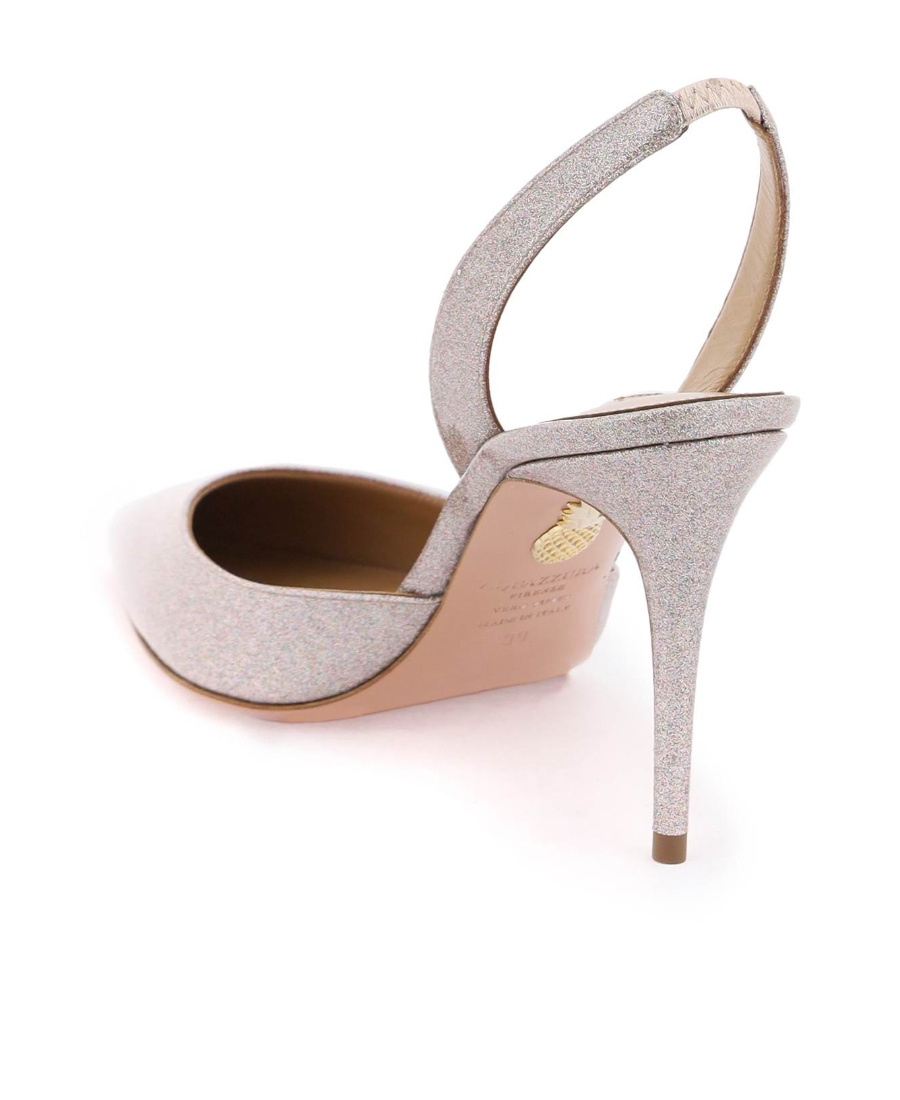 Aquazzura Glitter 90mm Faux-leather Slingback Pumps In Nude