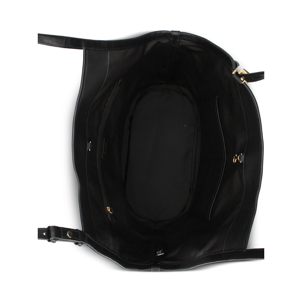 Kate Spade Deco Tulip Leather Belt Tote Bag In Black