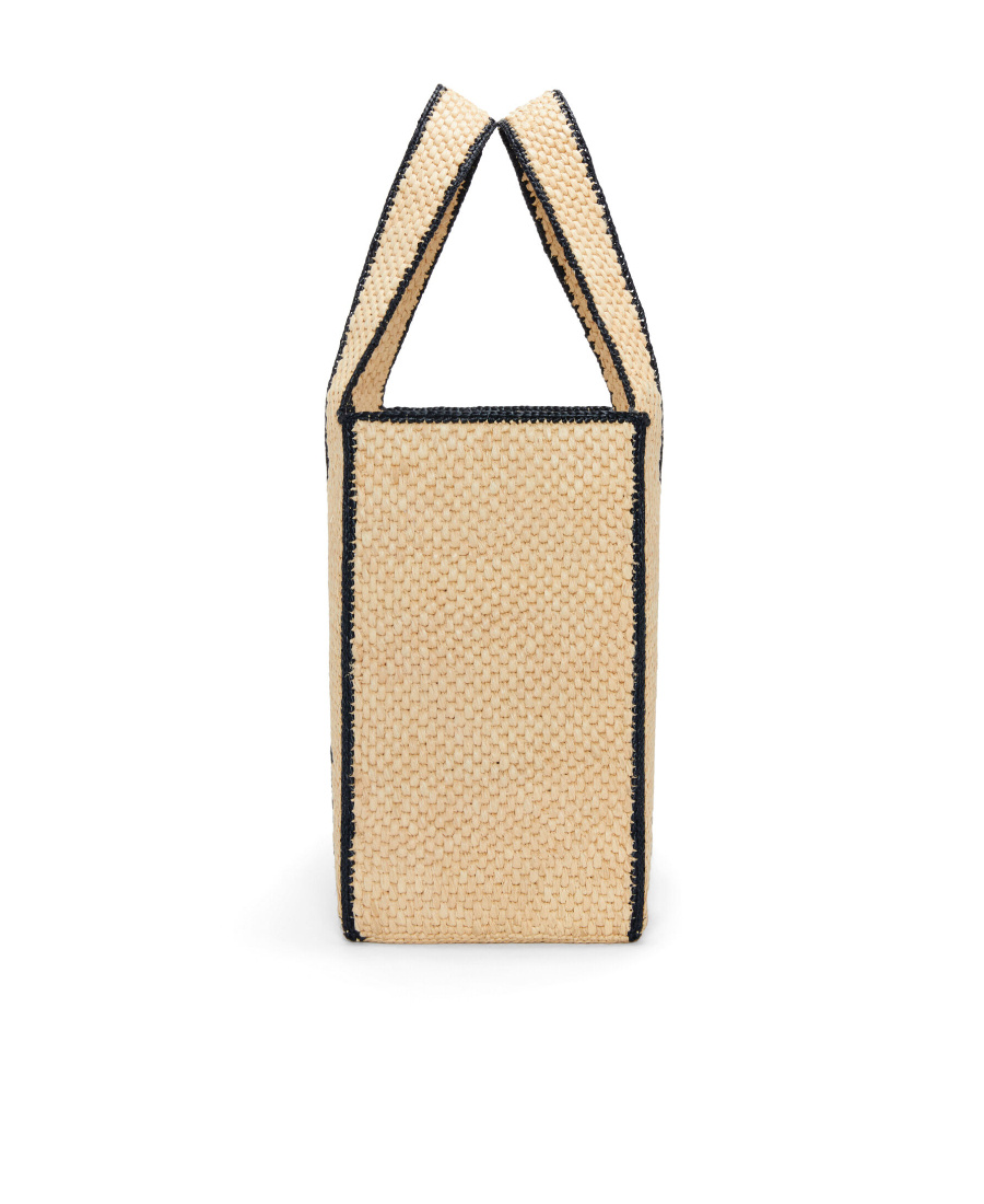 Shop Loewe Large Font Tote In Raffia In Nude