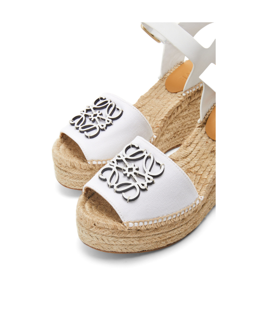 Loewe Anagram Logo Slope Heel Sandals In Nude