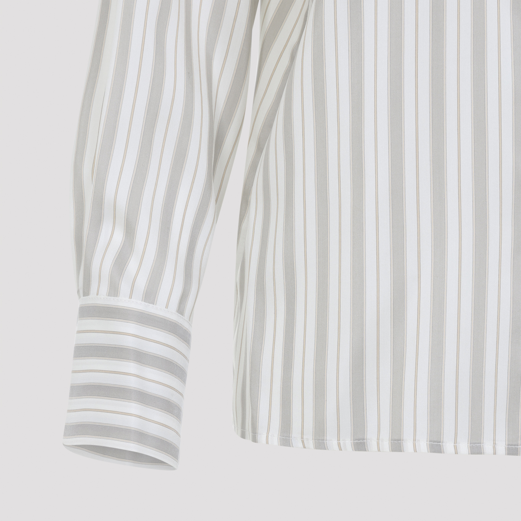 Peserico Striped Long Sleeve Shirt With Cuffed Sleeves In White