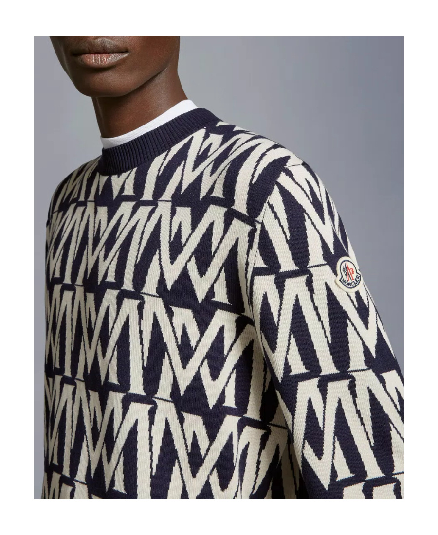 Shop Moncler Monogram Jacquard Jumper In Black