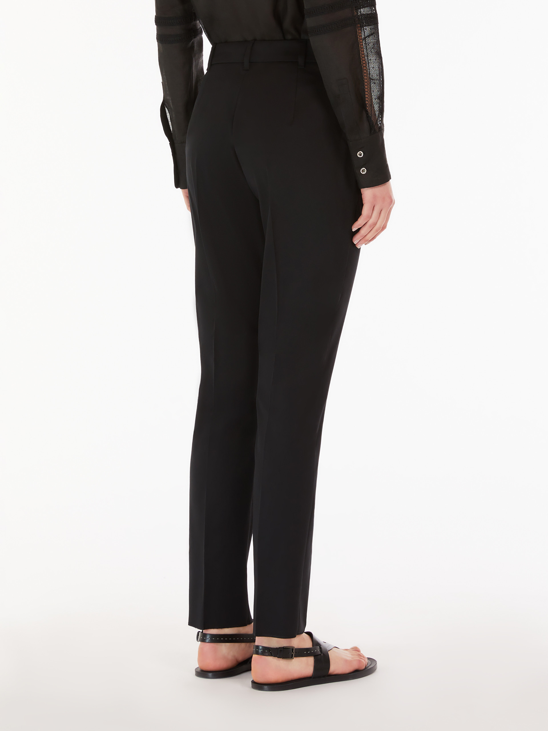 Max Mara Jersey Trousers With Belt Loops And French Pockets In Black