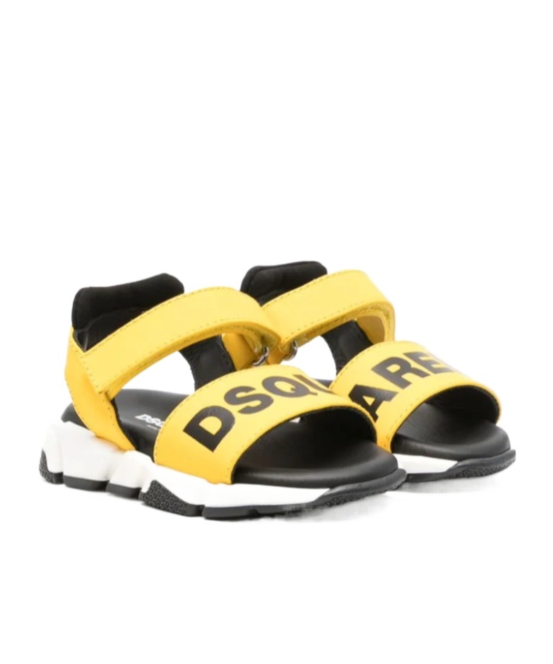 Dsquared2 Logo-print Leather Sandals In Multicolor