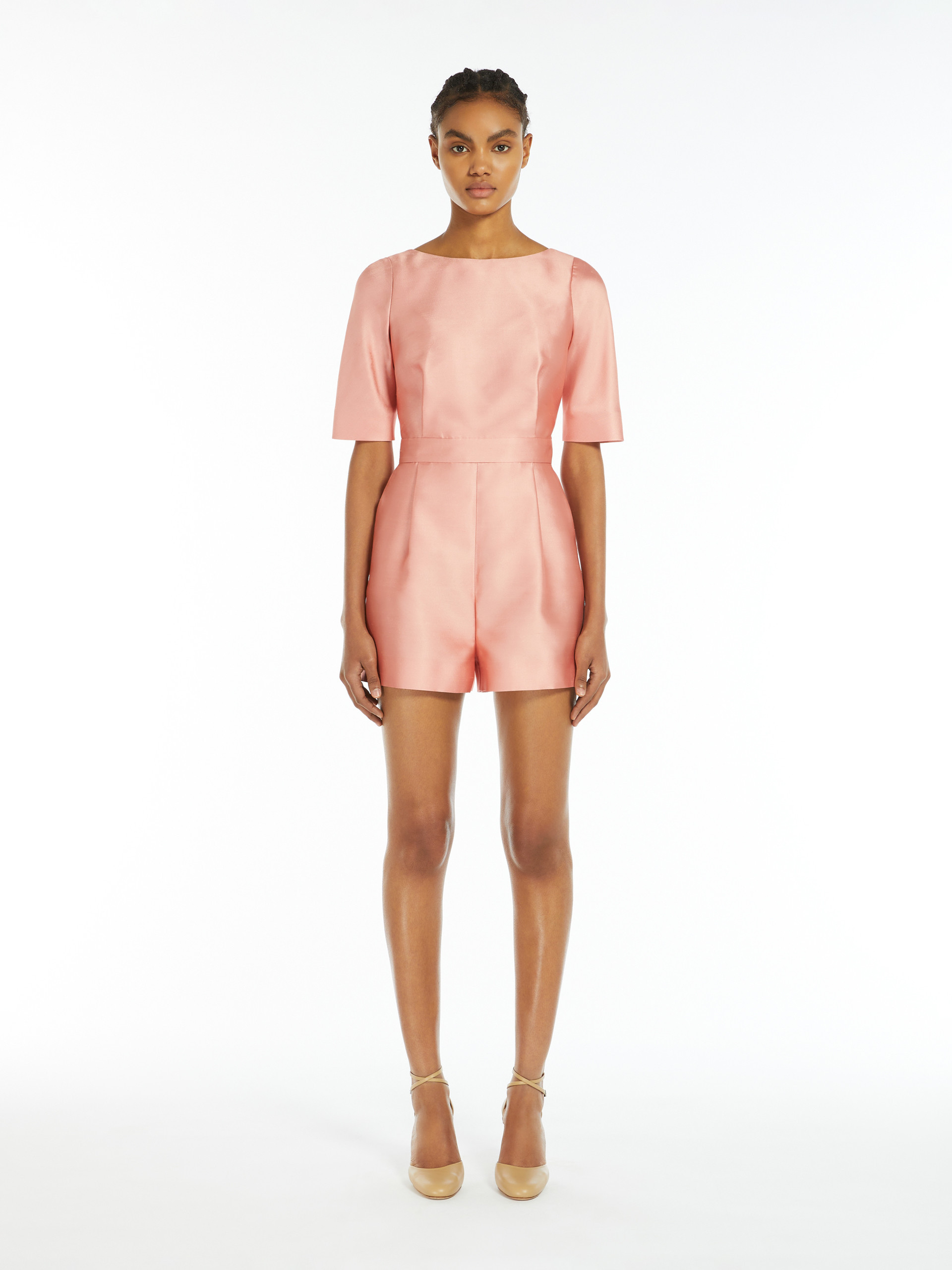 Max Mara Short-sleeved Jumpsuit In Pink
