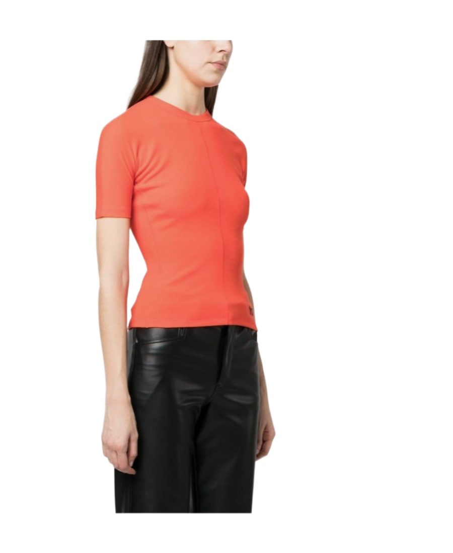 Y-3 Logo-print Organic Cotton Top In Orange