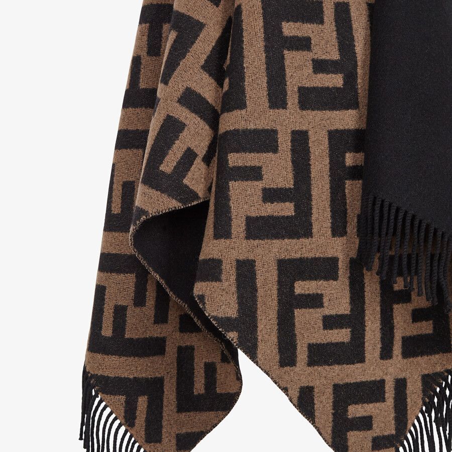 Fendi Monogram Pattern Cape In Black