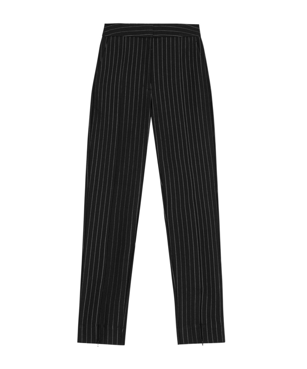 Ganni Striped Mid-rise Trousers In Black