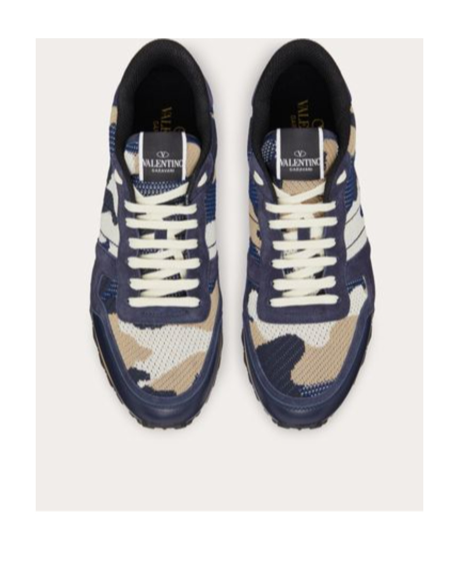 Valentino Camouflage Rockrunner Low-top Sneakers In Ocean Color