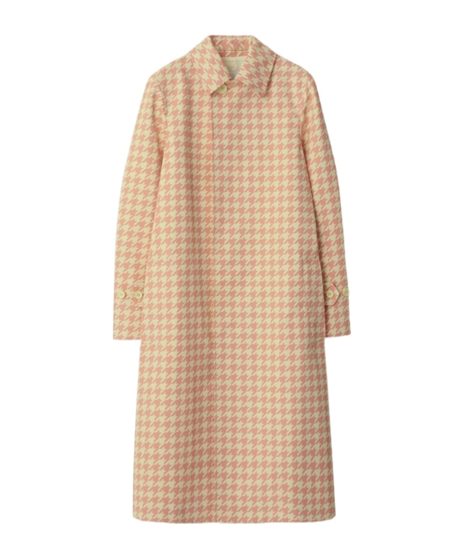 Burberry Check-pattern Long Coat In Nude
