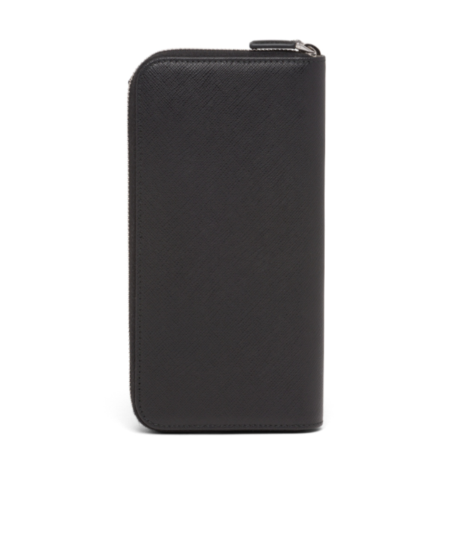 Prada Logo-plaque Zip-up Wallet In Black