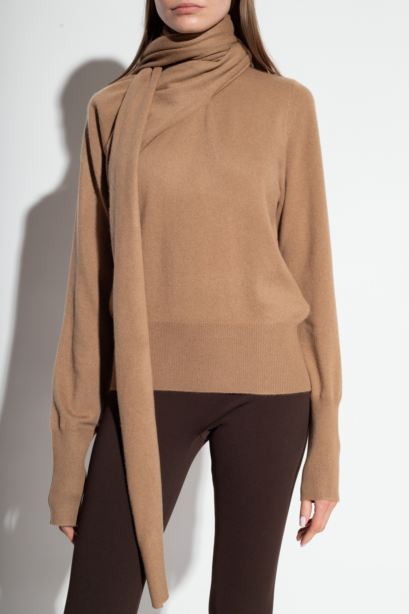 Ferragamo High-neck Long-sleeved Sweater In Nude