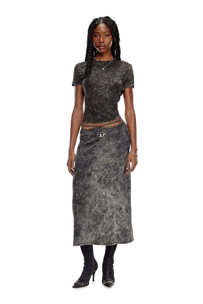 Diesel Encircling Lace-up Skirt In Black