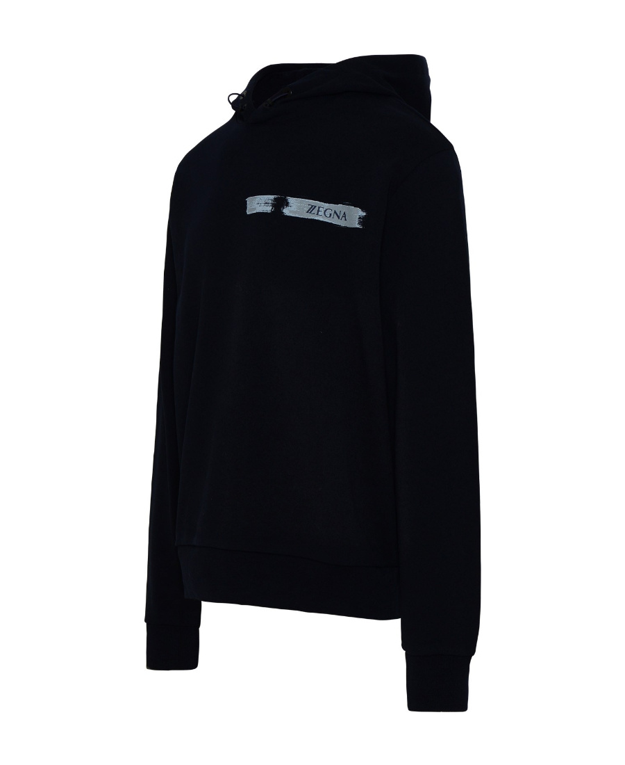 ZEGNA LOGO-PRINT COTTON HOODIE