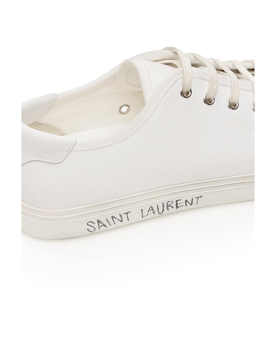 Saint Laurent Malibu Canvas-calf Low-top Sneakers In White