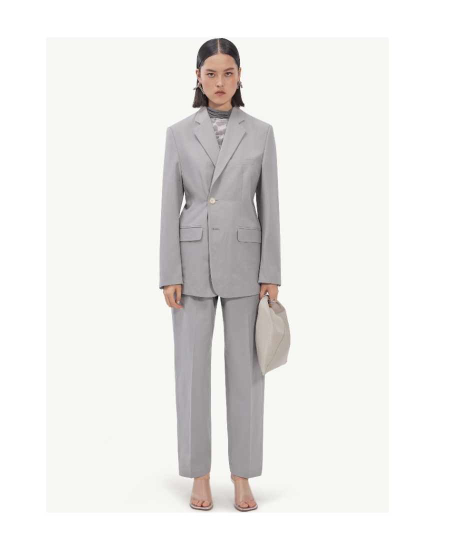 Mm6 Maison Margiela Off-centre Single-breasted Blazer In Gray