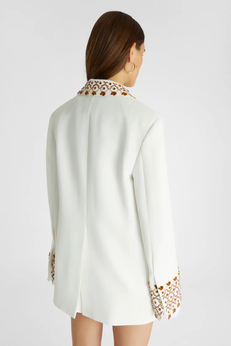 Ermanno Scervino Single-breasted Embroidered Blazer In White