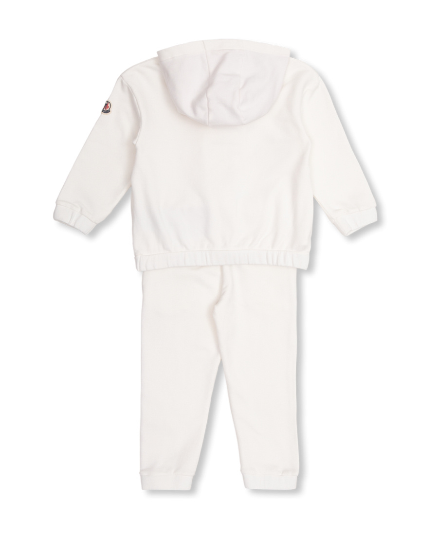 Moncler Logo Flocked Long-sleeved Tracksuit In White