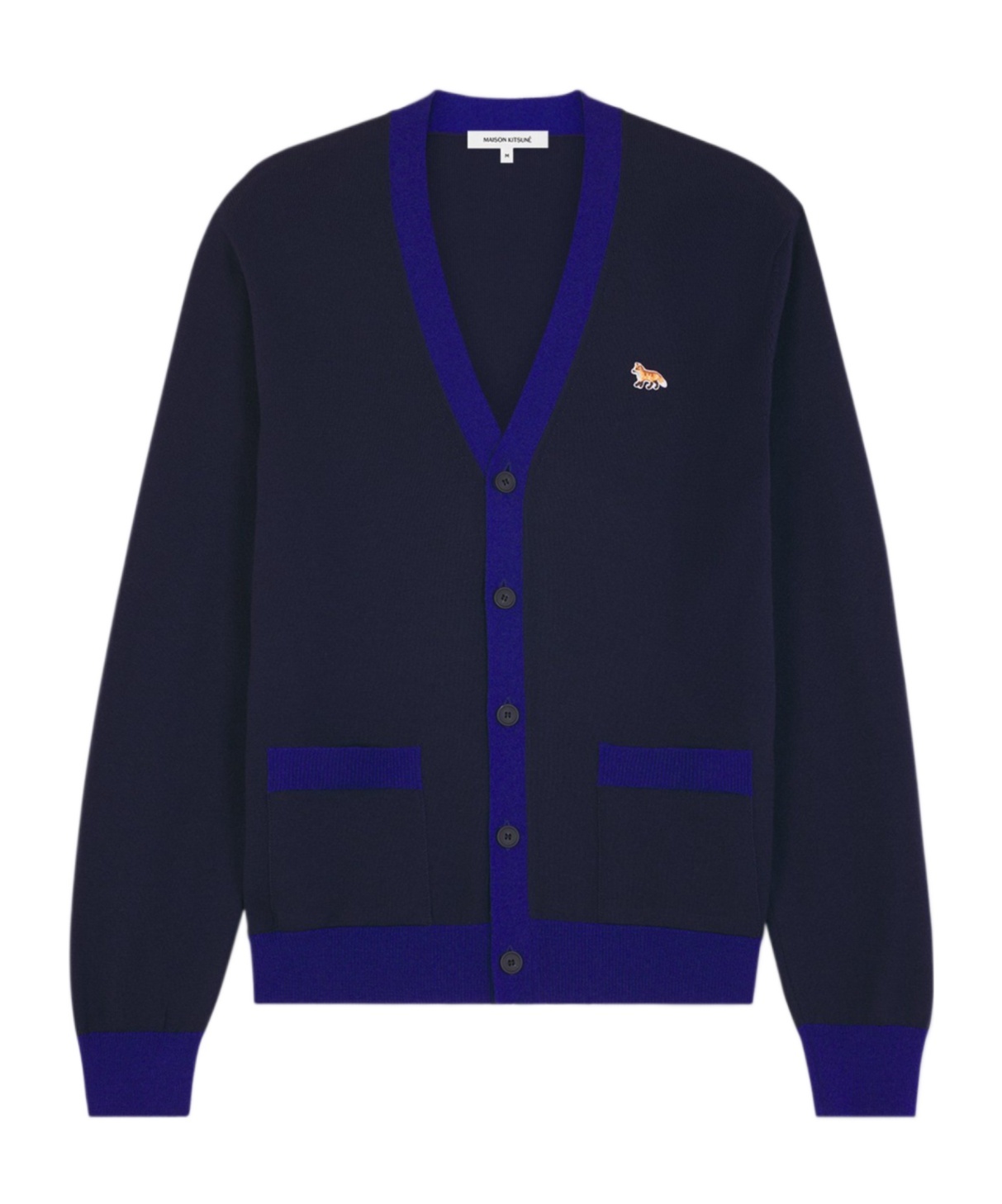 Shop Maison Kitsuné Baby Fox-patch Wool Cardigan In Black