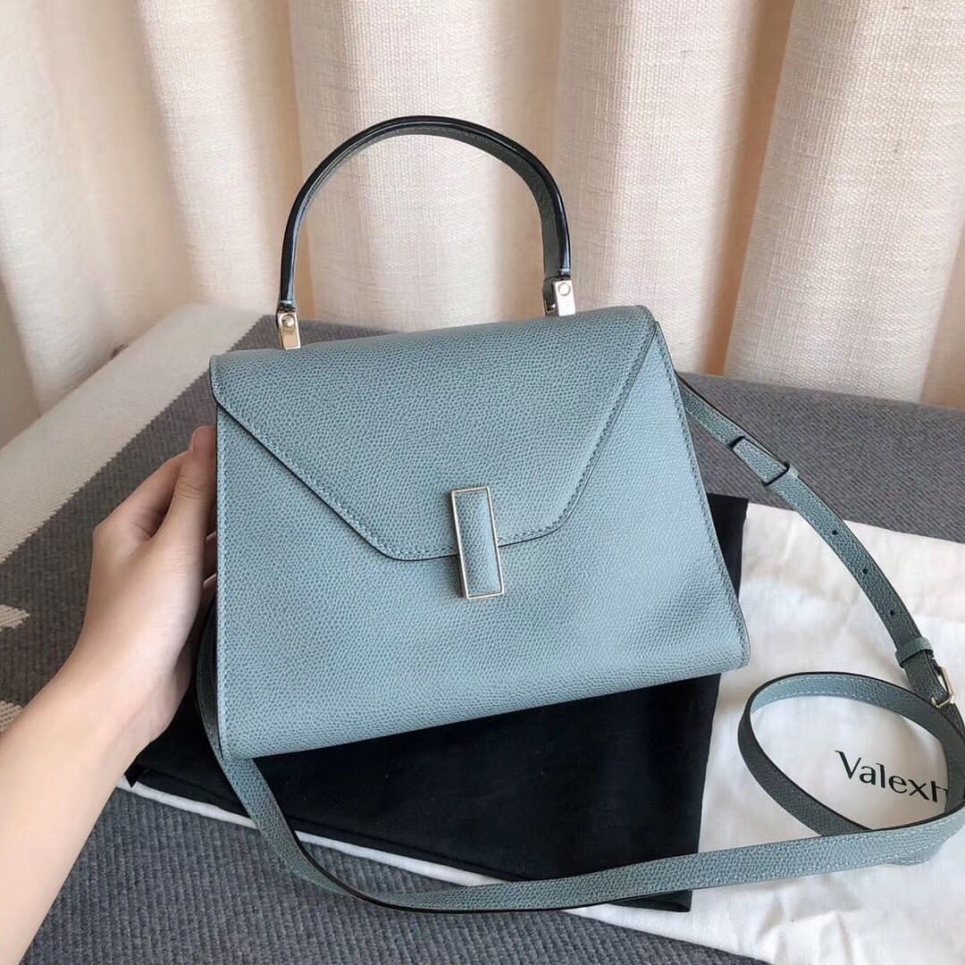 Valextra Mini Iside Grained Leather Bag In Polvere