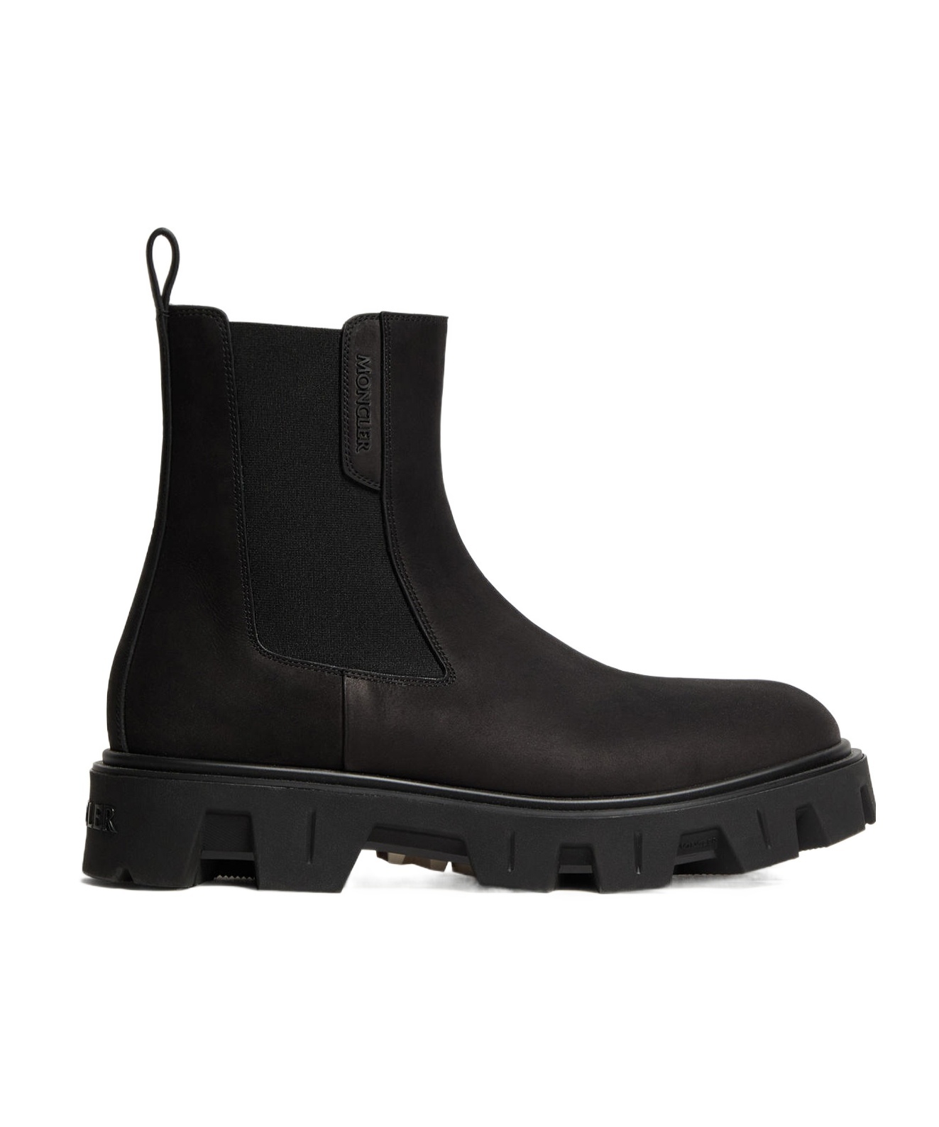 Moncler Peak City Nubuck Chelsea Boots In Black