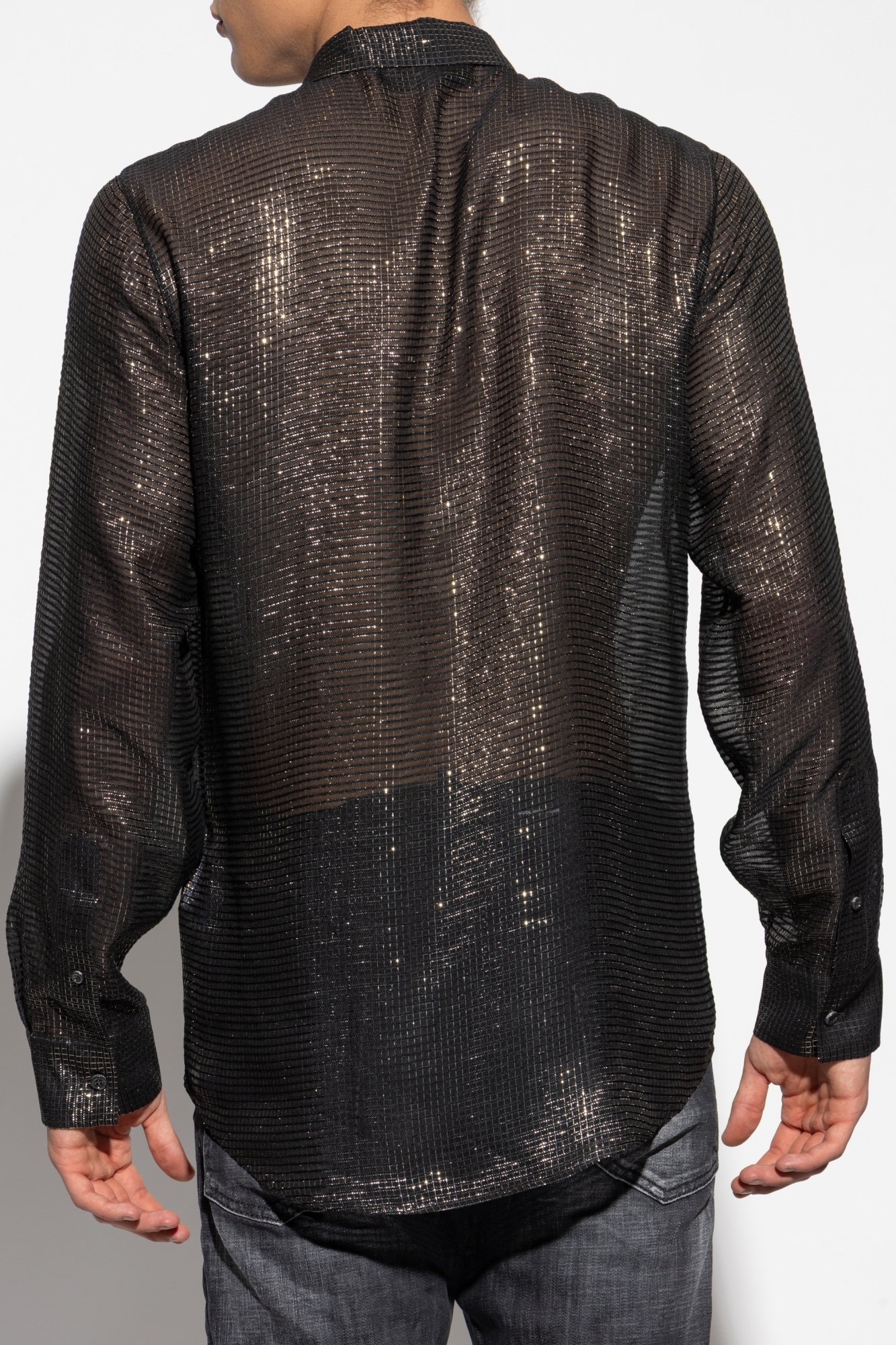 Dsquared2 Long-sleeved Lapel Shirt In Black