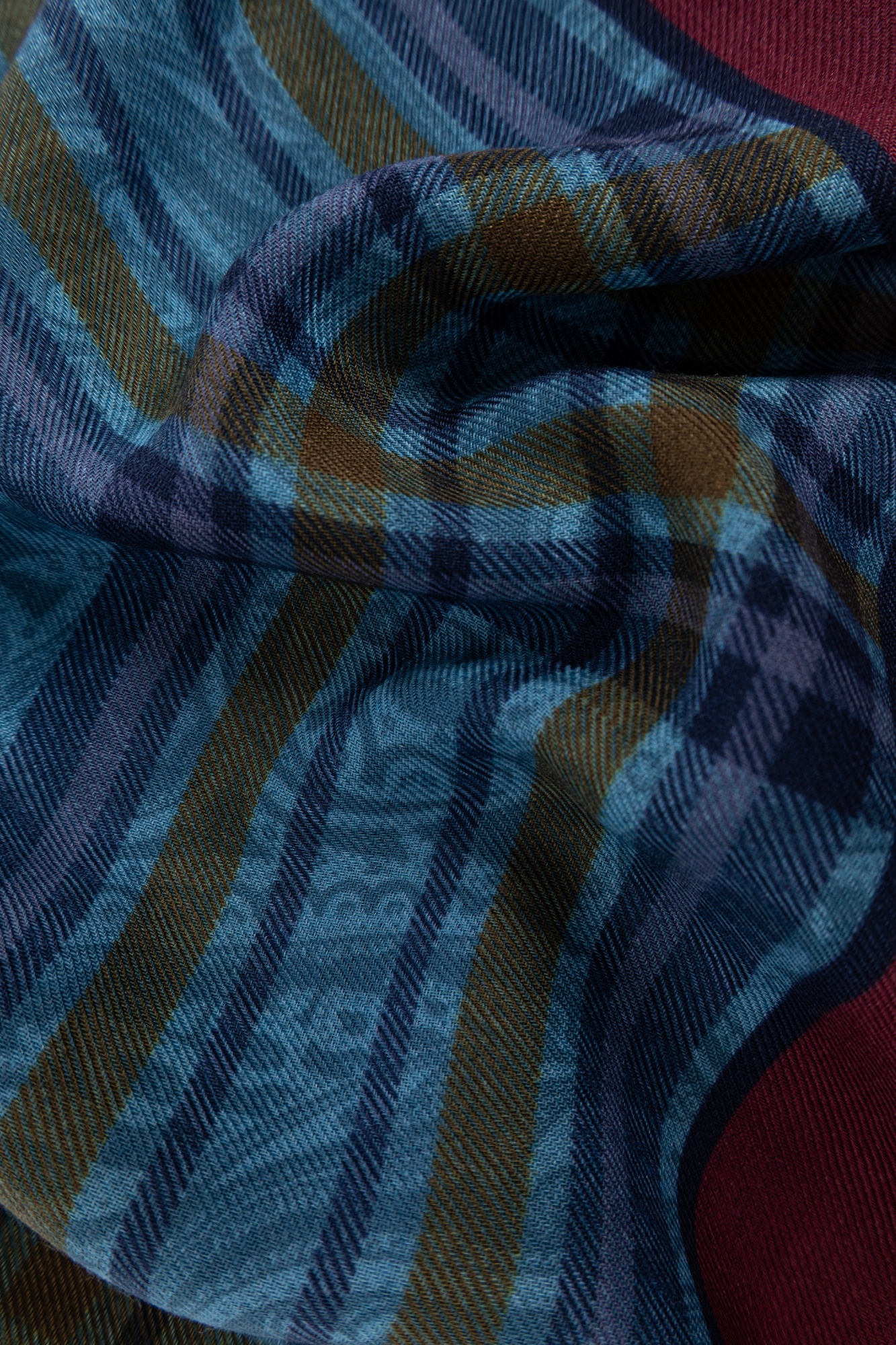 Etro Wool And Silk Scarf With Print In Blue