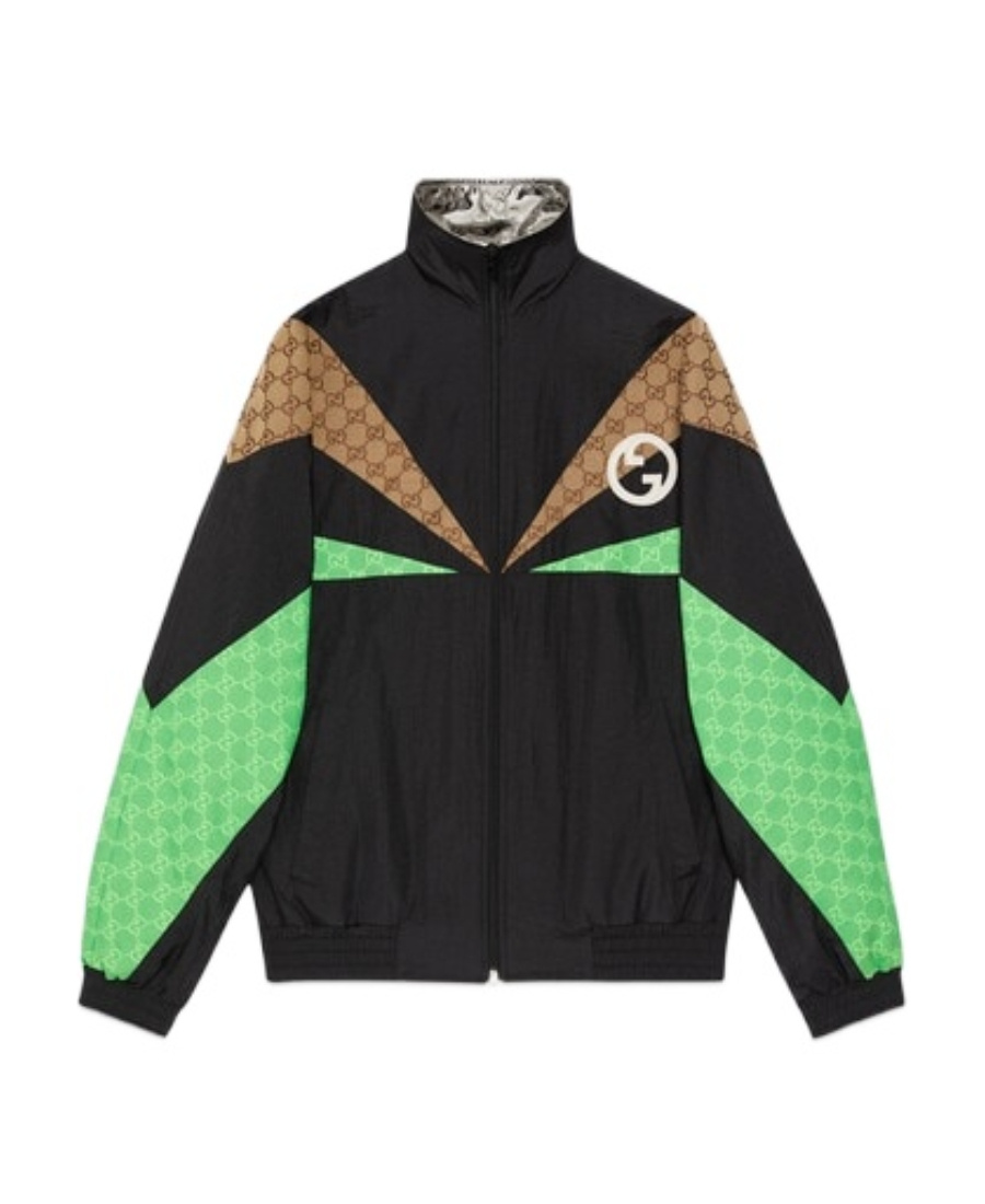 Gucci Gg-print Panelled Jacket In Black