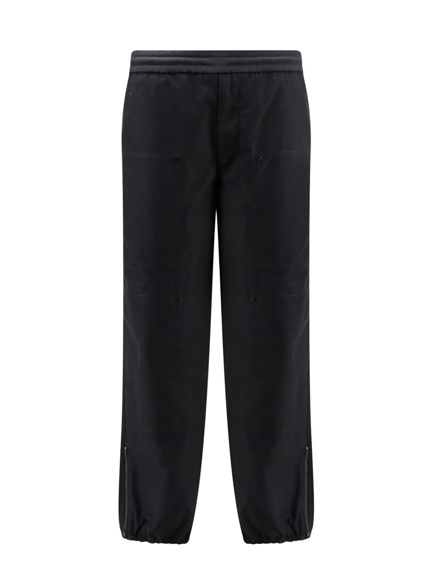 Moncler Embroidered-logo Trousers In Black