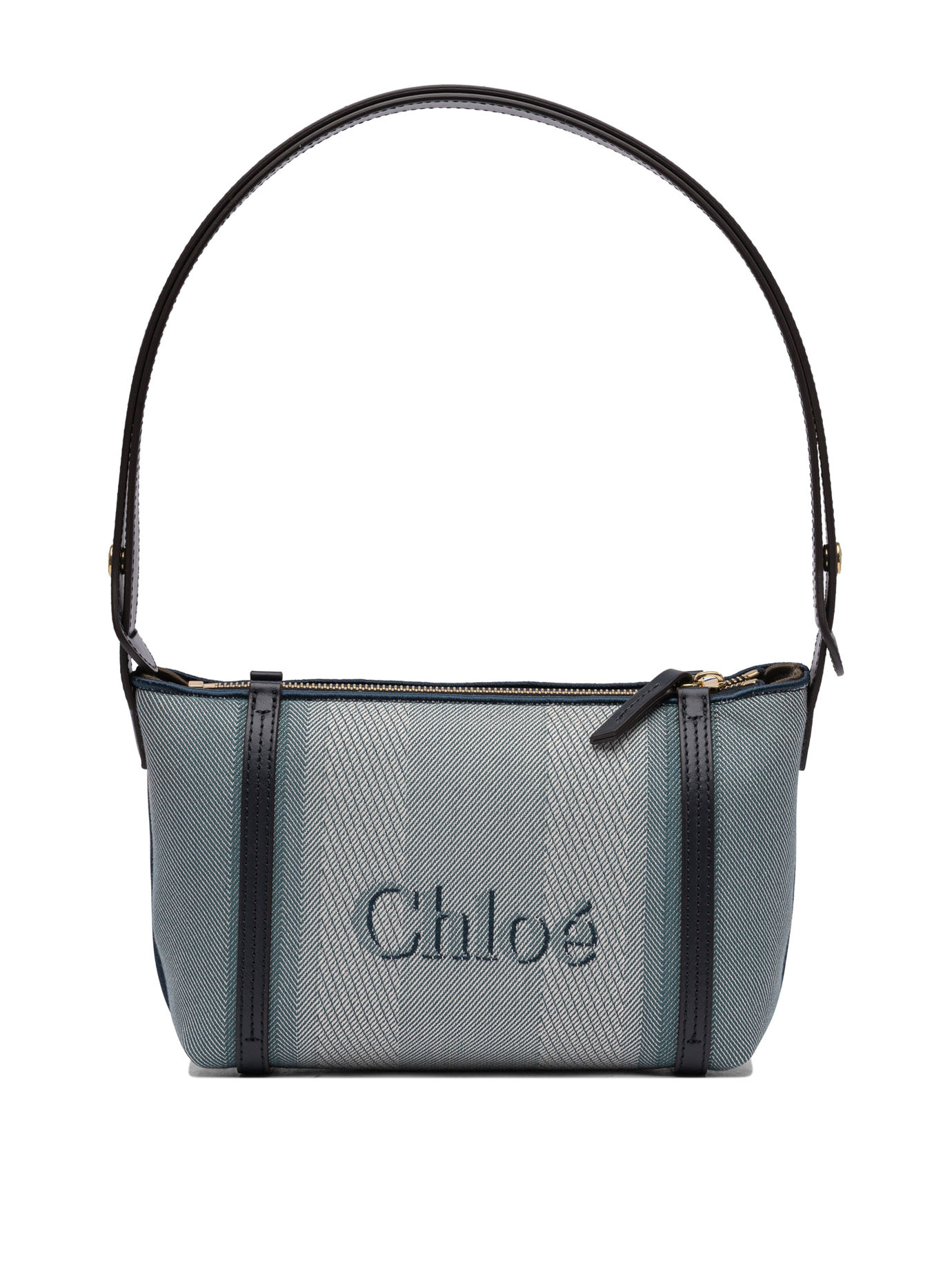 Chloé Logo Print Top Handle Bag In Gray