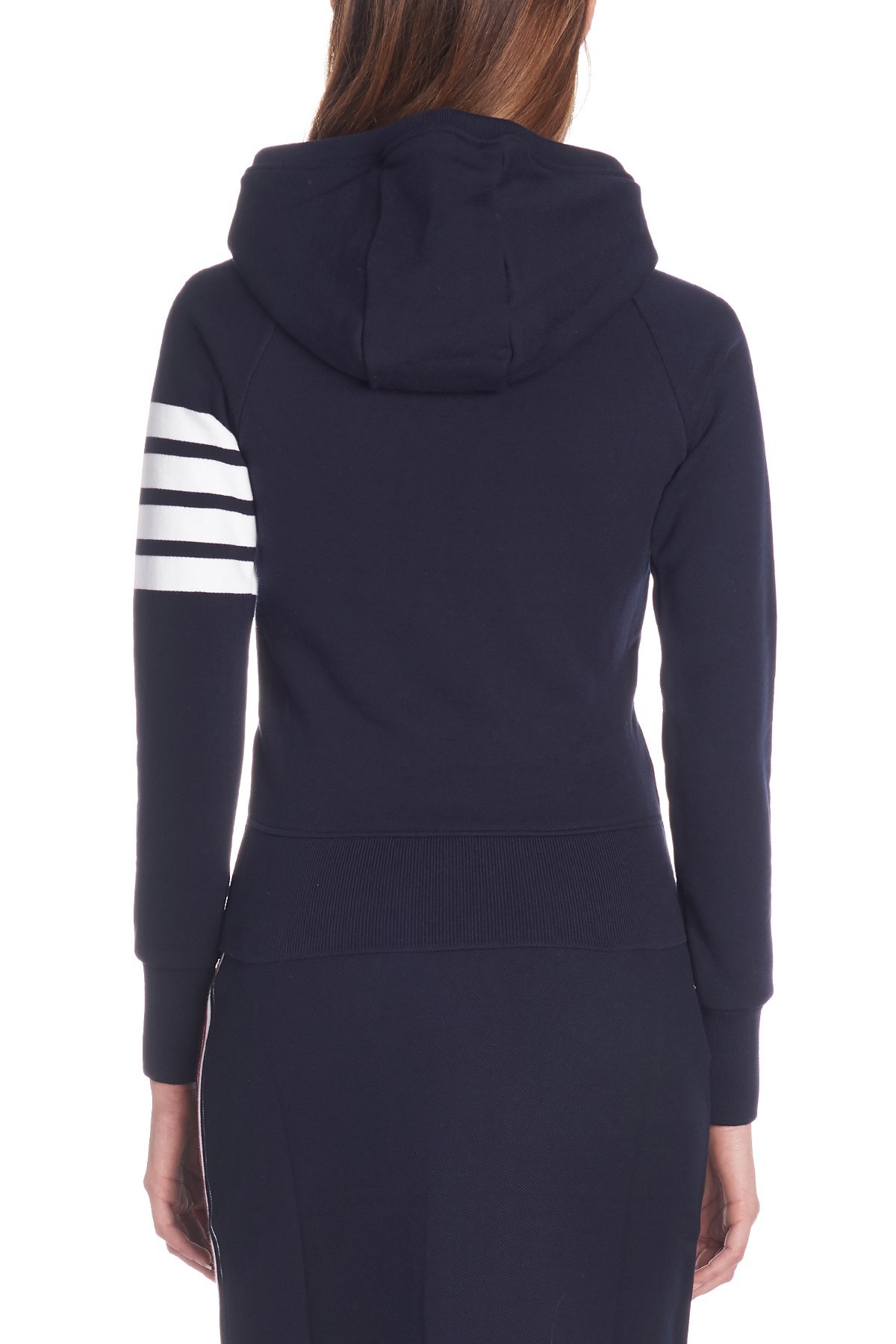 Thom Browne Navy 4-bar Loopback Full Zip Hoodie In Black