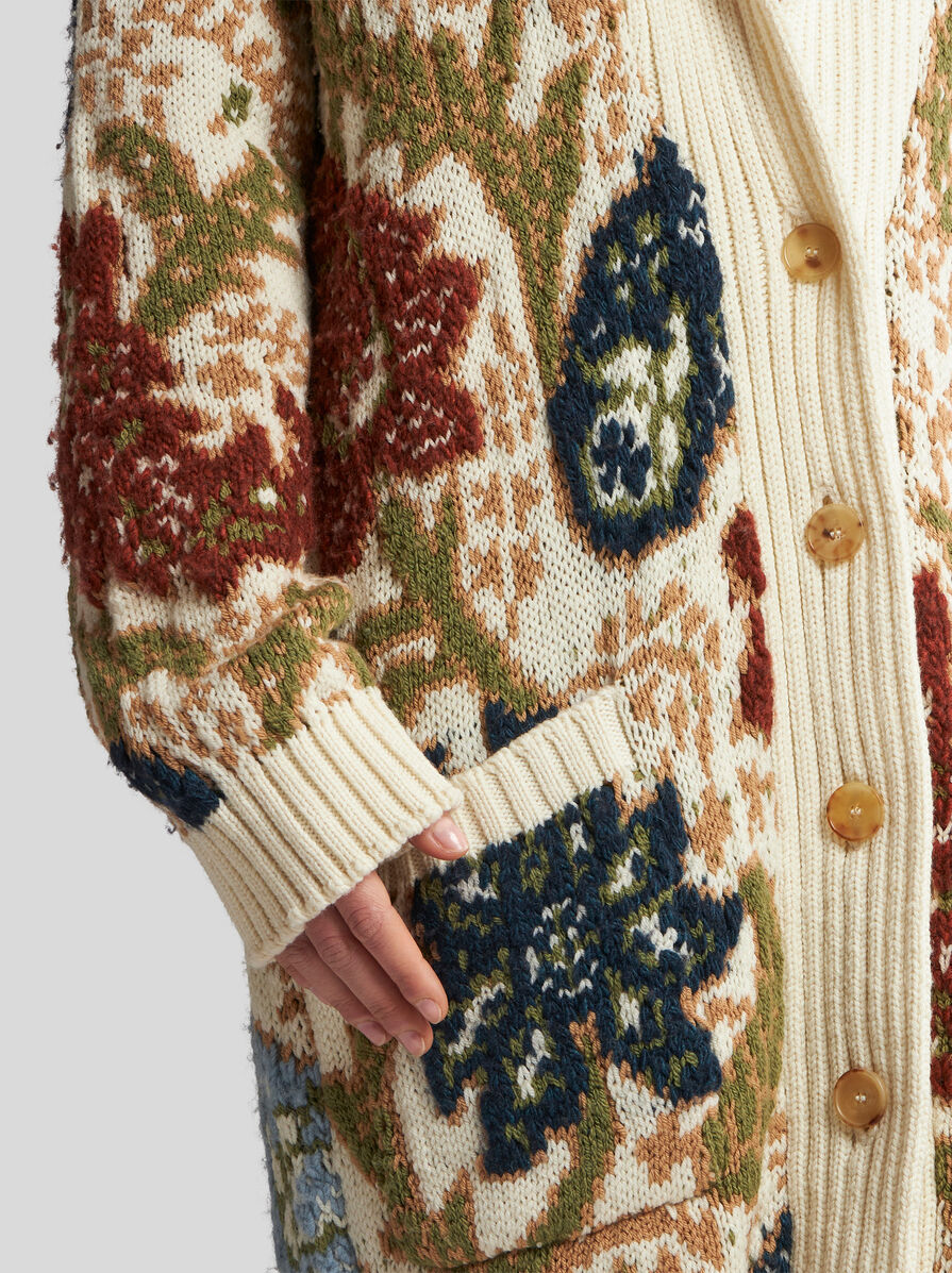 Shop Etro Paisley Jacquard-knit Buttoned Long Cardigan In Multicolor