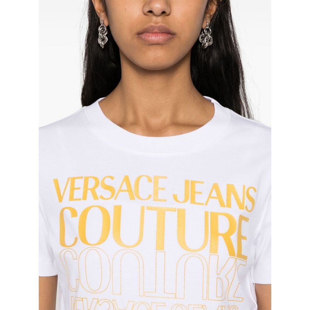 Versace Jeans Upside Down-logo Cotton T-shirt In White