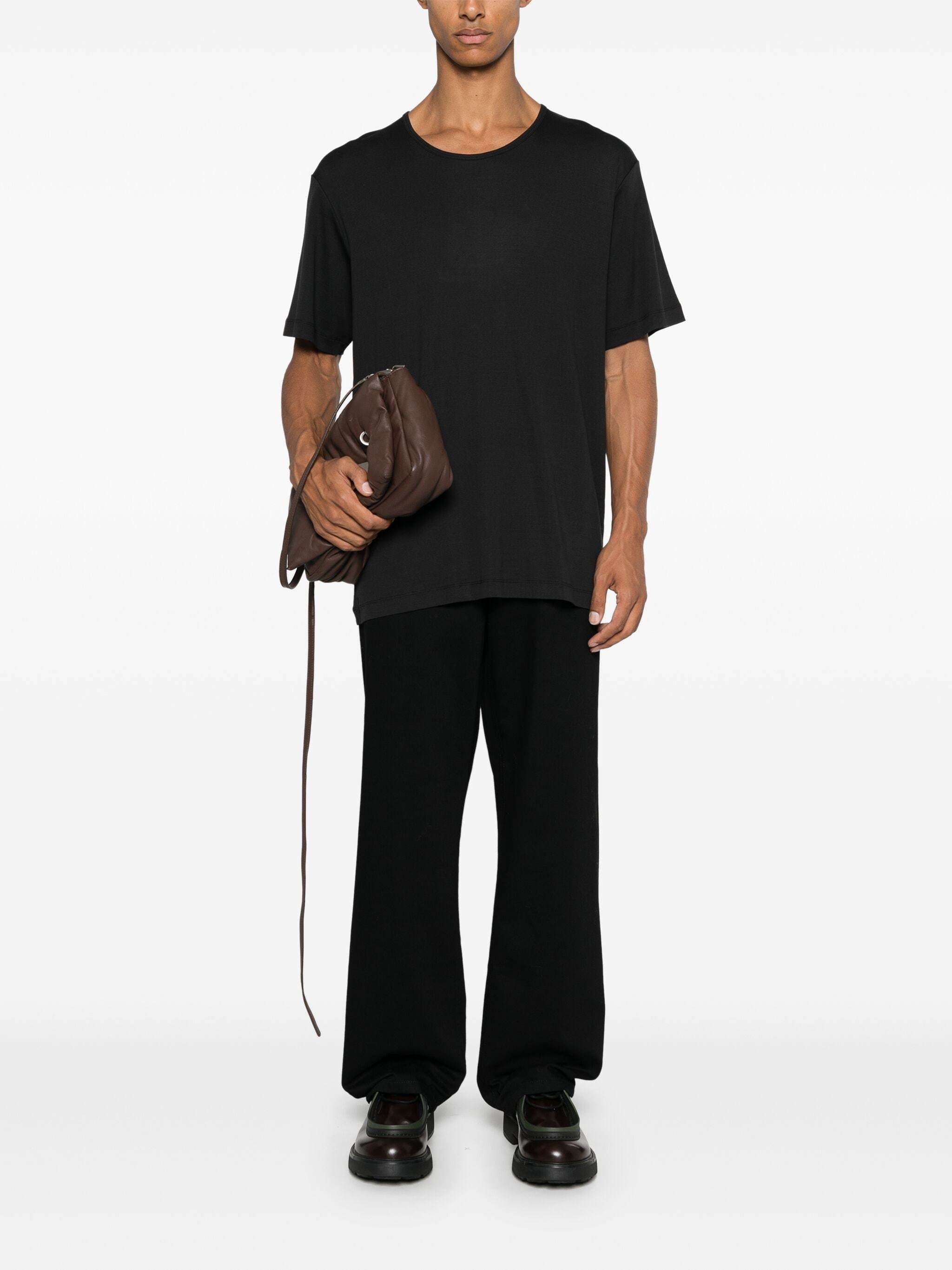 Lemaire Crewneck Ribbed Texture Plain Design T-shirt In Black