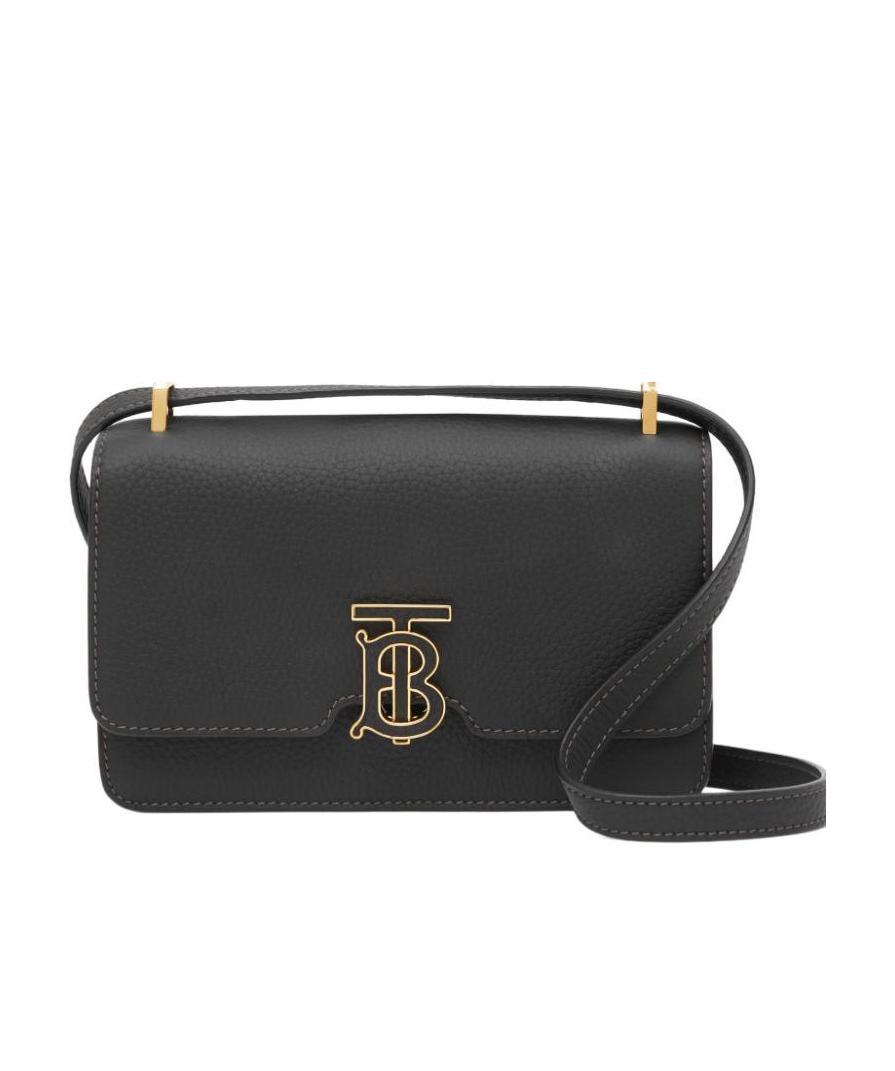 Burberry Tb-plaque Leather Crossbody Bag In Black