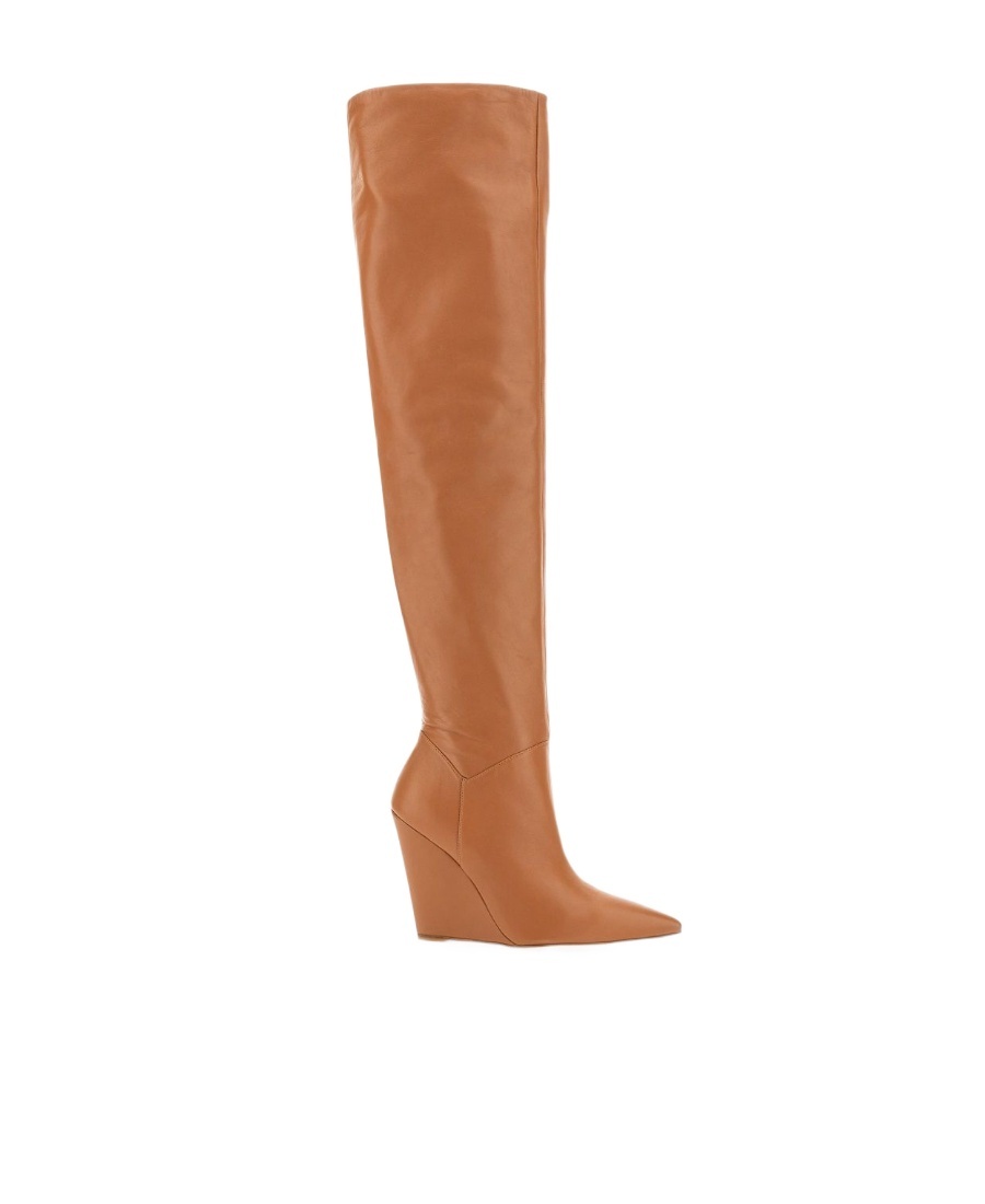 Stuart Weitzman Pointed Leather Knee-high Boots In Brown