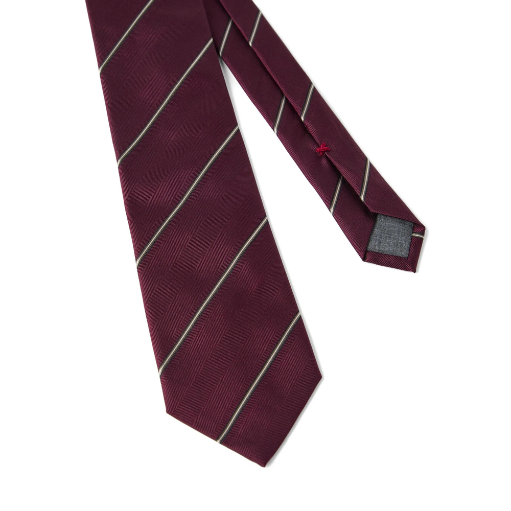 Brunello Cucinelli Striped Silk Tie In Red