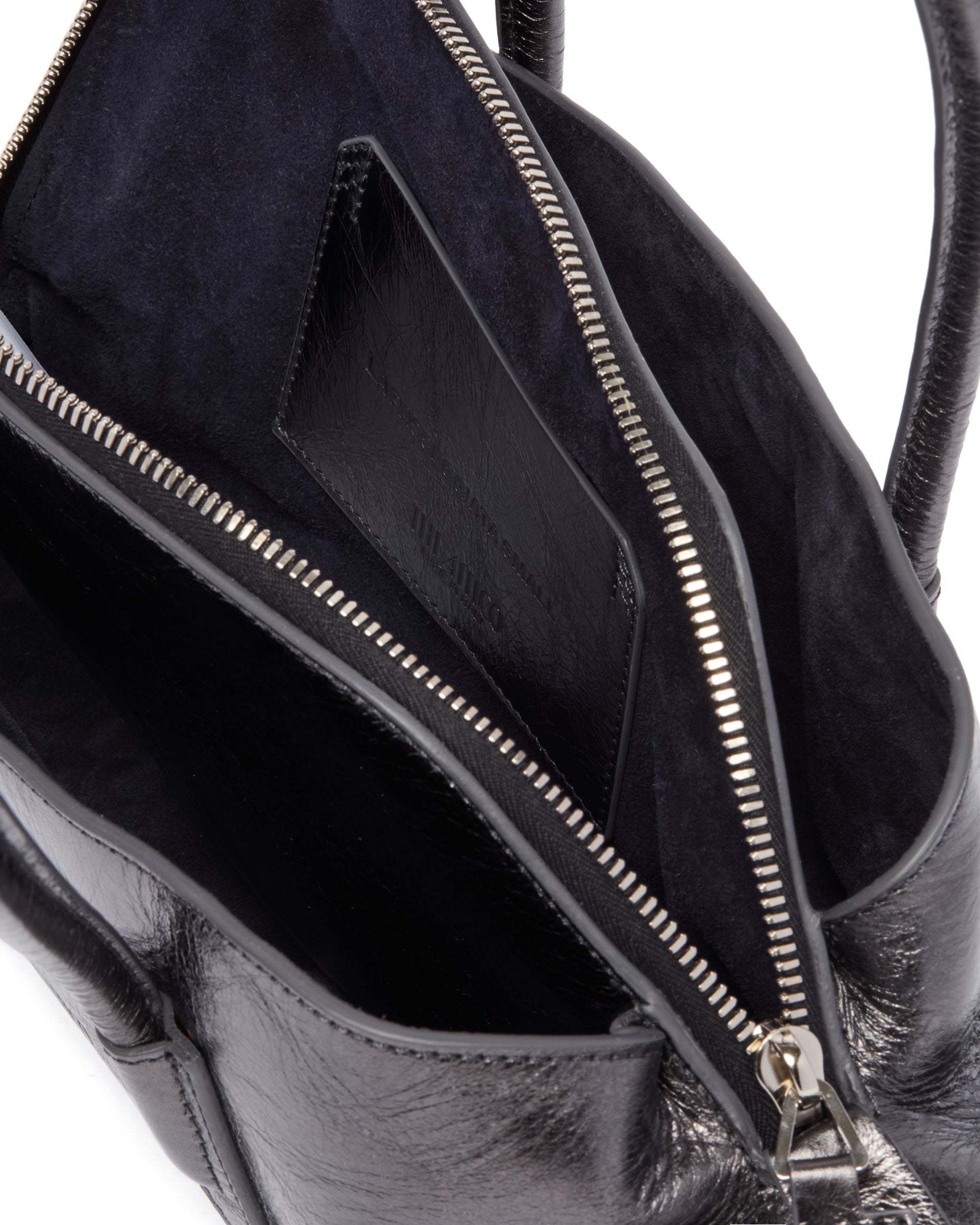 Attico Charcoal Leather Small La Passeggiata Handbag