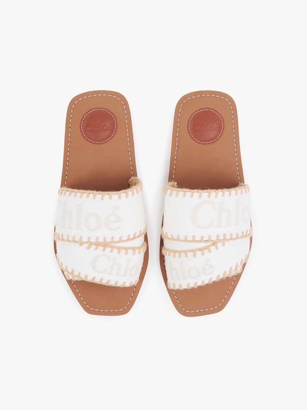Chloé Beige Woody Sandals In White