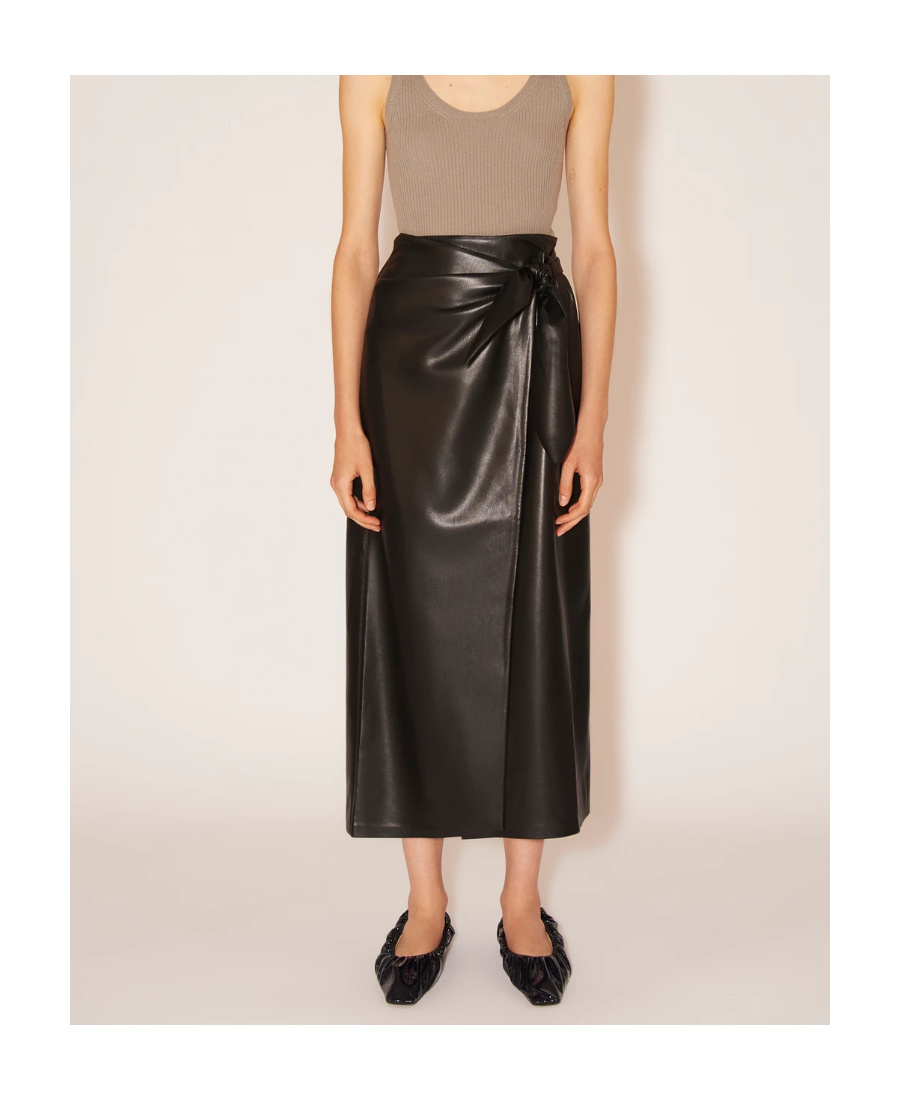 Nanushka Vegan-leather Wrap Skirt In Black